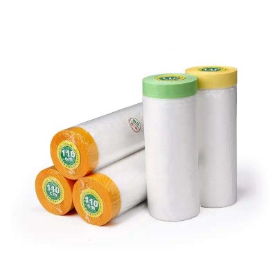 Auto Paint Plastic Pre-taped Masking Film With Masking Tape